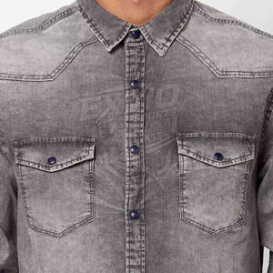 Fabrication professionnelle, conception de logo personnalisée, chemise en jean confortable pour homme, vente chaude, chemise en jean durable pour homme - Product Image 5