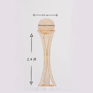 Centro de mesa de cristal decorativo para boda, Bola de trofeo en soporte, acabado dorado para Decoración de mesa de boda en casa - Product Image 3