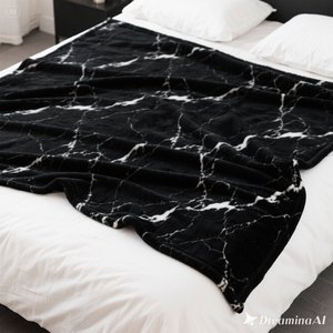 Manta de lana suave de lujo Diseño de mármol negro acogedor Tamaño único - Product Image 2