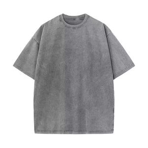 T-shirt ample et oversize pour homme, 100 % coton, impression personnalisée, uni, délavé à l'acide, t-shirt délavé à la pierre, vêtements vintage, sans marque - Product Image 4