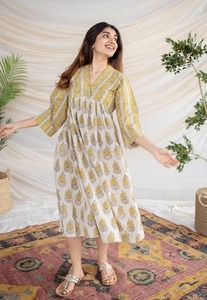 Vestido de fiesta largo con estilo de algodón hecho a mano indio, regalo de novia con estampado floral, vestido de moda personalizado para mujer, ropa de verano - Product Image 2