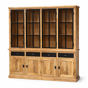 Extra <b>Large</b> Solid Mango Wood Display Cabinet Modern Farmhouse Entry Hotel Living Room Furniture Shutter Door Storage <b>Cupboard</b> - Product Image 1