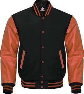 Blousons bombardiers d'hiver universitaires unisexe en laine avec logo M à manches longues en cuir original personnalisés en gros grande taille - Product Image 4