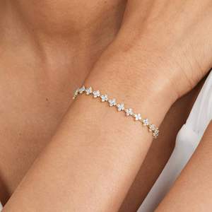 4 MM Lab Grown Diamond Tennis <b>Bracelet</b> in 925 <b>Silver</b> with 10K Rose Gold Accents for Gift on Birthdays Weddings Anniversaries - Product Image 4