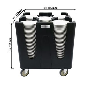 Distributeur de plats - non chauffant - 720 mm - avec roulettes et 4 grilles de séparation réglables - max. 180 - 400 assiettes - Polyéthylène - Product Image 2