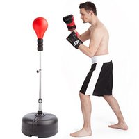 Sac de vitesse de boxe avec support balle de frappe réflexe réglable et gants pour l'entraînement