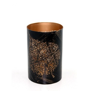 Bougeoir décoratif de table rond votif en fer couleur feuille d'or bougeoir votif Design de luxe pot de bougie fait à la main en vrac - Product Image 1