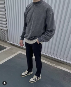 Sweat à col rond hommes 100% coton surdimensionné épaule tombante sweat à capuche vintage lavage streetwear blanc sweat en détresse pour hommes - Product Image 4