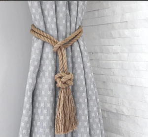 <b>Curtain</b> Tie Back - Rustic Tie <b>Curtains</b> - Friendship and Love Knot - <b>Nautical</b> Natural Jute Rope .Window Decor - Product Image 1