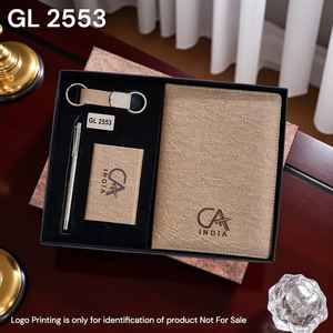 Nuevo Juego de Regalo Promocional Premium, Cuaderno de Cuero Hecho a Mano Personalizado, Llavero de Metal, Porta Tarjetas, Bolígrafo, Juego de Regalo con Serigrafía - Product Image 4