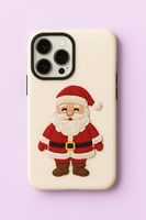 Hediye Tasarımlı Noel Baba Nakışlı Premium Kumaş Arka Kapak Telefon Kılıfı, Kolay Tutuş için Hafif ve İnce Profil