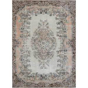 พรมขนสัตว์ถักมือสีน้ำตาลเบจสไตล์วินเทจ รุ่น Pae-2765 สำหรับตกแต่งบ้าน ลายเมดัลเลียนรูปสี่เหลี่ยมผืนผ้า สำหรับห้องโถง ลายแบบนามธรรม สำหรับห้องนั่งเล่น - Product Image 1