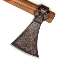 Hache à double lame en acier à haute teneur en carbone, faite à la main, tête barbue, personnalisable, pour usage industriel/DIY, chasse, bushcraft, combat, bois/acier