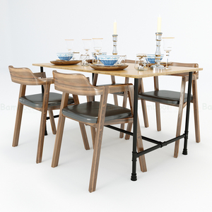 โต๊ะไม้ไผ่สำหรับห้องนั่งเล่น/โต๊ะรับประทานอาหาร 80x140 ซม. พร้อมขาแบบท่อ ชุดบาร์ในบ้านและสำนักงานแบบประกอบสำเร็จ - Product Image 3