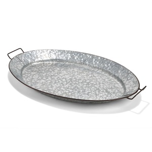 Bandeja de Servir de Hierro Galvanizado Resistente Hecha a Mano con Diseño de Asa Recortada, Decoración Tradicional Ecológica para el Hogar, Personalizable - Product Image 2