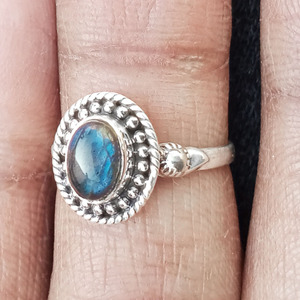 925 Sterling Silver Fire Labradorite Gemstone <b>Ring</b> Fine Jewelry for Women & Girls for Engagement & Gift Wholesale Jewelry - Product Image 2