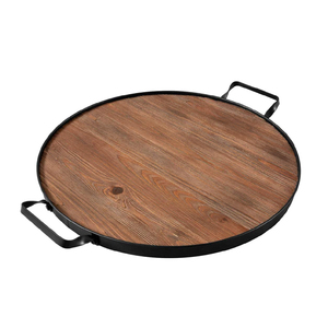 Nouveau plateau de service en bois d'acacia avec poignée en métal mangue/bois d'acacia de vente en gros - Product Image 1