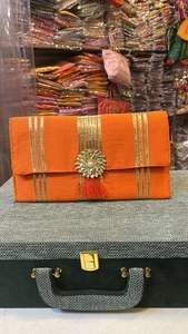 Bolso de mano bordado Vintage para mujer, bolsa Potli de Material para PC, cordón, recuerdo de boda, regalo de devolución, invitados, estilo indio - Product Image 3