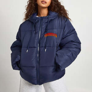 OEM Fashionable Zipper Style Puffer Women's Jackets 100%Polyester Fabric Long <b>Sleeve</b> Padded Winter Down Breathable Bubble Jacket - Product Image 1