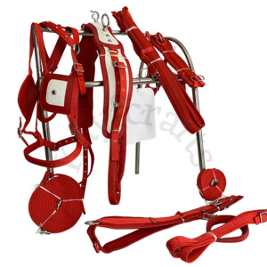 Juego de arnés de conducción de caballos de nailon rojo y blanco totalmente acolchado de primera calidad con accesorios niquelados para juego de arnés de carruajes tirados por caballos - Product Image 3