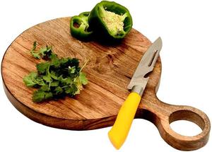 Mango con tabla de cortar de madera Utensilios de cocina redondos Tabla de cortar Durable Bambú Vidrio Mármol Plástico PC Material POR HF CRAFTS - Product Image 6