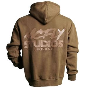 Sweat à capuche marron pour homme en molleton de coton lourd avec poche kangourou, sweat-shirt décontracté streetwear - Product Image 2