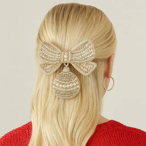 Accesorios para el Cabello con Cuentas Hechas a Mano, Lujoso Coletero Navideño, Joyería Artesanal Bordada a Mano, Regalo de Navidad para Mujeres Adultas - Product Image 1