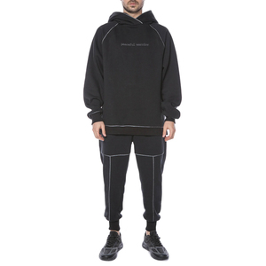 Conjunto de chándal de entrenamiento de 2 piezas para hombre sólido con capucha OEM-chándal deportivo de moda - Product Image 1