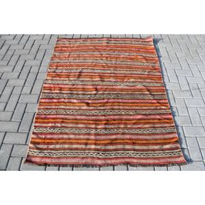 Naranja marrón 4x5.2ft bohemio Vintage turco alfombra clásica área grande lana látex Rectangular Patchwork para pasillo para decoración de habitación - Product Image 1