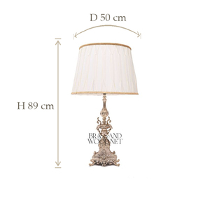 Luxury <b>Silver</b> Brass Table Lamp with Pleated Fabric <b>Shade</b> Handmade Classic Ornate Decorative <b>Lighting</b> Accent - Product Image 4