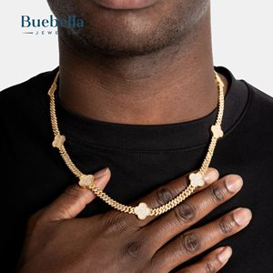 Gran oferta, cadena de punta de trébol de plata 925 chapada en oro de 14 quilates, collar de cadena cubana de Miami de 14mm, cadena fina de moissanita sin cuello - Product Image 2