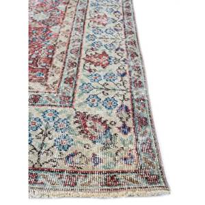 Tapis en laine noué à la main vintage grande surface Pae-2153, motif floral rouge-orange, pour salon, couloir, chambre d'adolescent, rectangulaire - Product Image 4