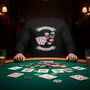 Maglietta a Maniche Lunghe Lucky Poker, Girocollo Unisex per Adulti, Abbigliamento Promozionale Prodotto in Cina A26487 - Product Image 4