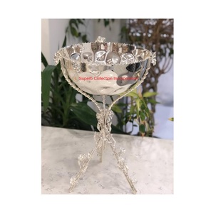 Creative <b>Silver</b> Plated Pedestal Bakhoor <b>Burner</b> With Floral Design Elegant Centerpiece Incense Holder For Home Decor & Gifting - Product Image 1