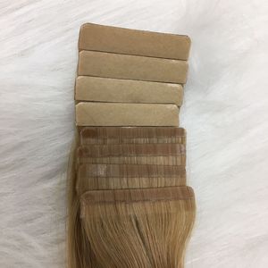 Venta al por mayor de lujo de calidad de color marrón claro extensiones de cabello Remy recto Delgado Tape-In teñido extensión de cabello procesado químico - Product Image 3