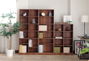 12-grid Solid-core Adjustable <b>Bookcase</b> Adopts E1 Board Walnut Color - Product Image 3