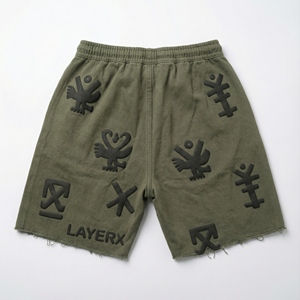 Shorts en coton uni pour hommes, impression personnalisée, streetwear, coupe ample, décontracté, demi-pantalon, vente en gros, commande en gros, approvisionnement OEM - Product Image 2