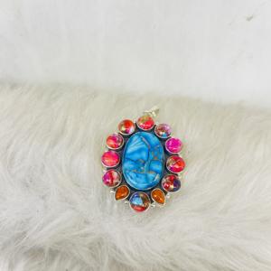 Oyster Copper Turquoise Pendant, 925 Sterling Silver Pendant, Oyster Pendant, Handmade Jewelry, Gift for Her, Gemstone Pendant - Product Image 4