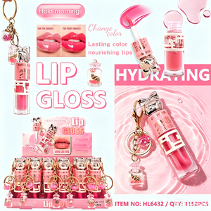 Porte-clés chat mignon, brillant à lèvres scintillant et changeant de couleur, huile à lèvres hydratante longue durée, végane, transparente, effet repulpant - Product Image 2