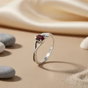 Art Palace 925 <b>Silver</b> <b>Garnet</b> <b>Ring</b> Oval Cut Prong Setting Trendy Women's Gemstone Jewelry Anniversary Engagement Fine <b>Rings</b> - Product Image 1