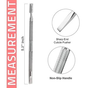 Pousse-cuticules double face à bord tranchant, en forme de cuillère, double extrémité, pour le nettoyage et l'entretien des ongles, en métal écologique - Product Image 3