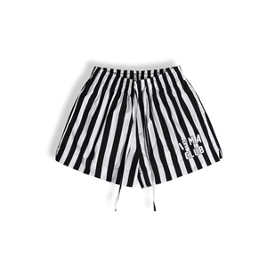 Short de plage à rayures pastel pour hommes femmes tissu en coton respirant avec broderie imprimée Style Streetwear fabriqué au Vietnam - Product Image 2