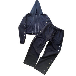 Survêtement Baggy Jogger surdimensionné Streetwear d'hiver sur mesure pour homme avec un col orné de strass à capuche à triple fermeture éclair - Product Image 3