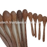 Cuillère en bois de noix de coco Design vintage Logo gravé caractéristique durable du Vietnam pour tasses à thé soucoupes différentes tailles pour la crème glacée
