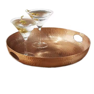 Bandeja de cobre real bandeja de cobre rectangular bandeja de vajilla martillada decorativa - Product Image 5