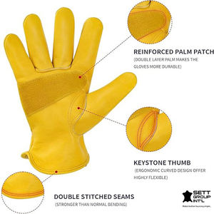 OEM DULFINE Gants de travail en cuir de vachette Gants de jardinage et de ski résistants aux perforations et aux coupures Caractéristiques Hommes Cyclisme en plein air - Product Image 2