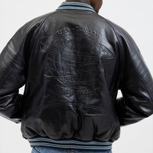 Veste bomber en cuir véritable embossé de haute qualité Custom2026, imperméable, pour hommes et femmes - Product Image 4