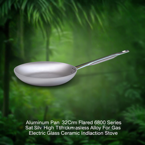 Poêle en aluminium 32 cm évasée série 6800, alliage argent satiné haute épaisseur pour cuisinière à gaz, électrique, vitrocéramique et à induction - Product Image 3