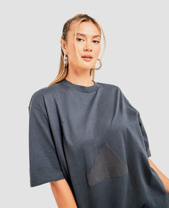 T-shirt en denim à fermeture éclair pour femmes, été, 100% coton, impression personnalisée OEM, t-shirts vierges de haute qualité, vente en gros, entrepôt américain - Product Image 1