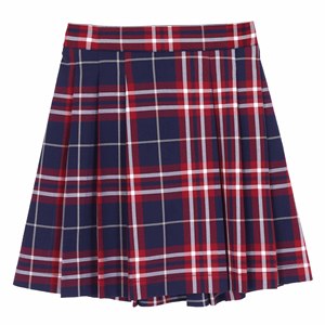 Falda plisada para colegialas al por mayor, uniforme escolar a cuadros rojo y azul, Falda corta de poliéster a cuadros - Product Image 1